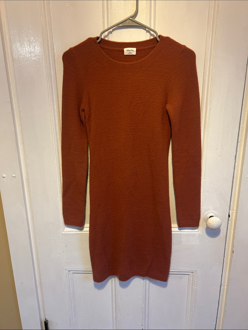 Aritzia Long-Sleeve Knit Dress in Burnt Orange